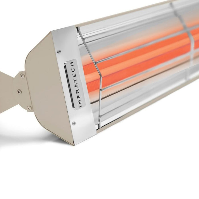 Detail shot of Infratech WD-series electric patio heater in beige-textured finish
