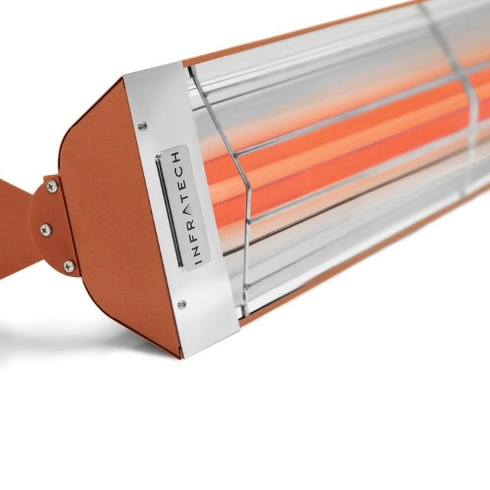 Detail shot of Infratech WD-series electric patio heater in copper finish
