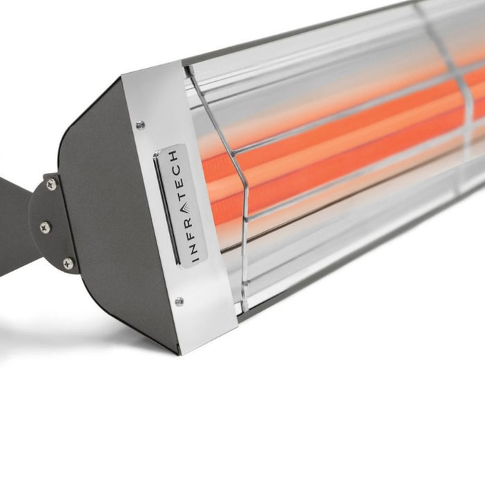 Detail shot of Infratech WD-series electric patio heater in grey finish

