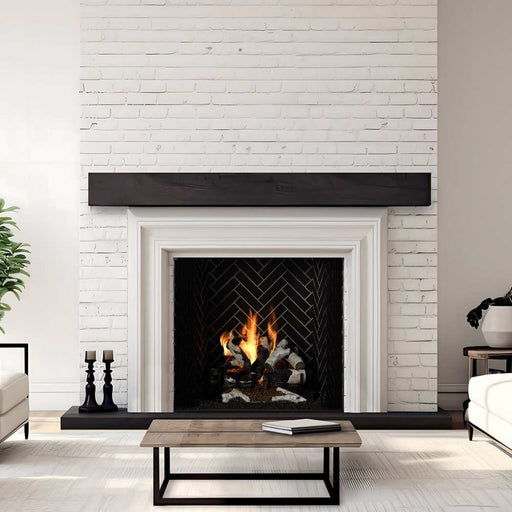 Majestic Ashland Wood Burning Fireplace ASH36 B With Herringbone Black Onyx Brick Interior Panels And Grand Birch Installed At Guess Room