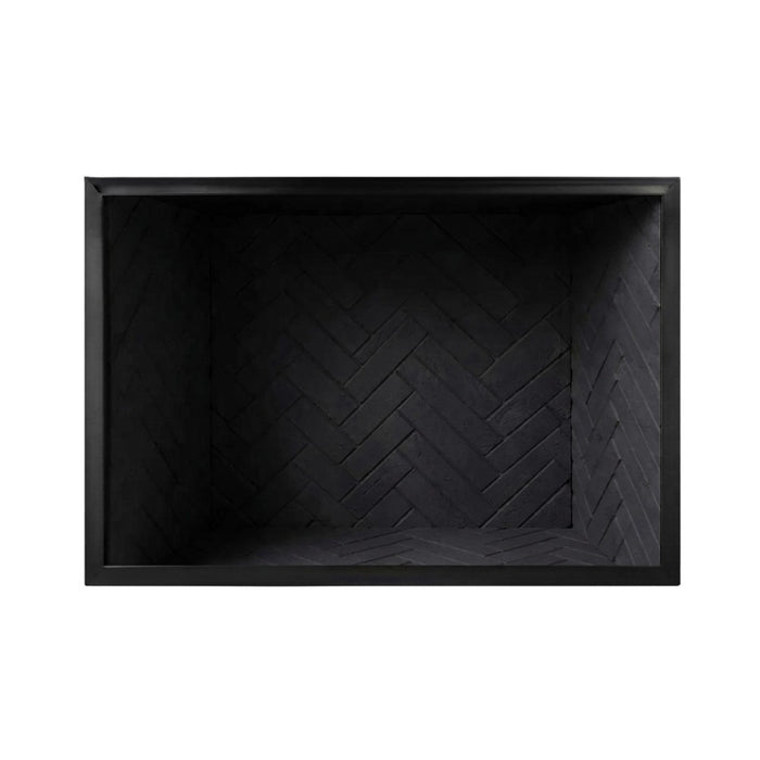 Majestic Biltmore wood burning fireplace with Black Onyx herringbone brick interior panels