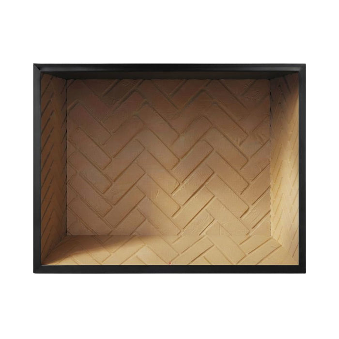 Majestic Biltmore wood burning fireplace with Masonry Brown herringbone brick interior panels