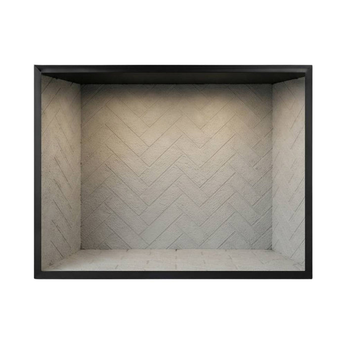 Majestic Biltmore wood burning fireplace with Natural Gray herringbone brick interior panels
