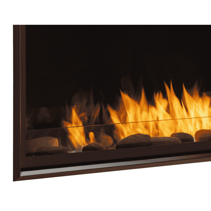 Detail shot of Monessen Artisan 72" satin black inside fit trim kit