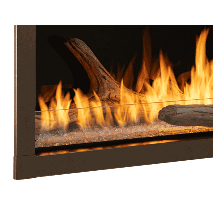 Detail shot of Monessen Artisan 72" contemporary veined copper front