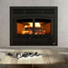 Osburn horizon high efficiency wood burning fireplace with prairie style faceplate and classic moulded brick panels