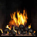 Actual shot of RH Peterson Real Fyre Epic Black Mixed Fyre Spheres with Vented Burner in a fireplace