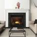 Steel Gray Granite MBSGMS1PK1 Set 1 Stone Fireplace Surround Installed With Modern Style True Shelf Top Walker Flush Wood Mantel