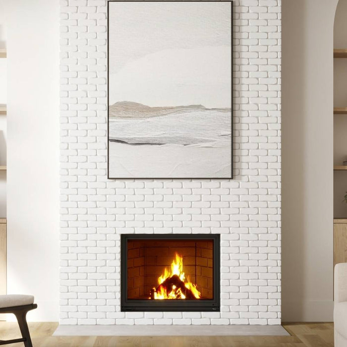 Valcourt Antoinette Wood-Burning Fireplace VA7071BR Classic Moulded Refractory Brick Panels with VA7DTR Straight Masonry Trim (Flush Finish for Brickstone)