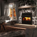 Valcourt Lafayette II high efficiency wood burning fireplace with black arched faceplate and classic style faceplate louver and black door overlay