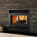 Valcourt Manoir wood burning fireplace with black traditional faceplate installed