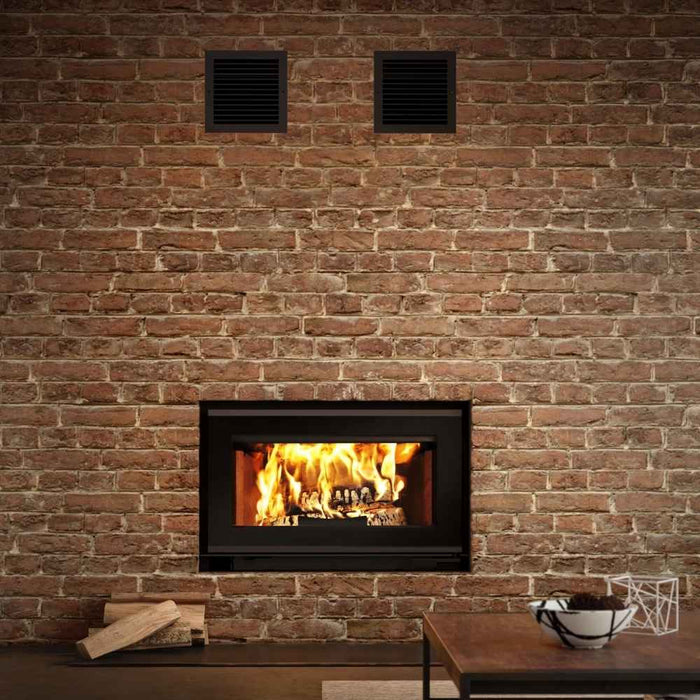 Valcourt Mundo II high efficiency wood burning fireplace with traditional gravity kit 