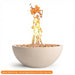 Warming Trends AON Aura 37.5" concrete fire bowl in color white with a tall, active flame rising from the lava rock media.