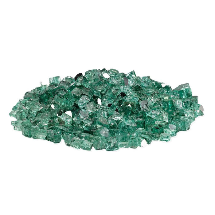 Warming Trends reflective fire glass in color evergreen