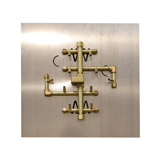 Warming Trends U100 100K BTU Square CROSSFIRE Brass Burner Kit with Plated Fitted