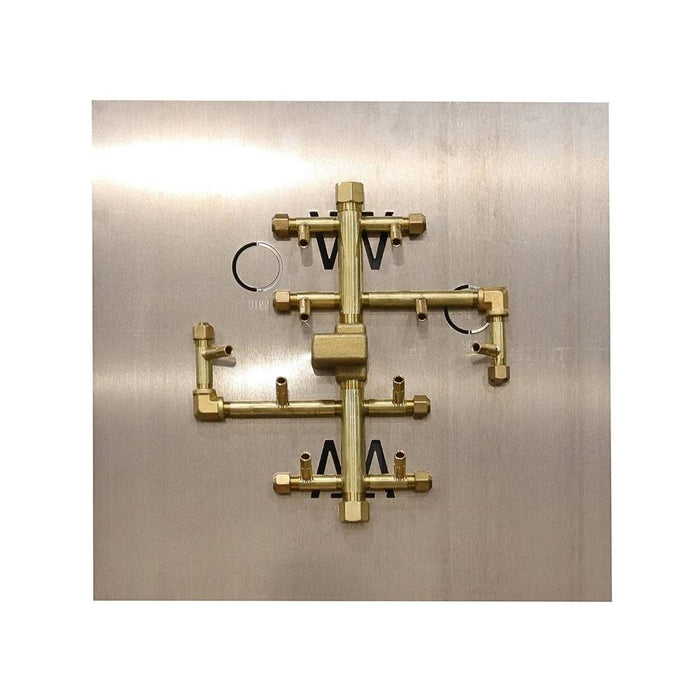 Warming Trends U100 100K BTU Square CROSSFIRE Brass Burner Kit with Plated Fitted
