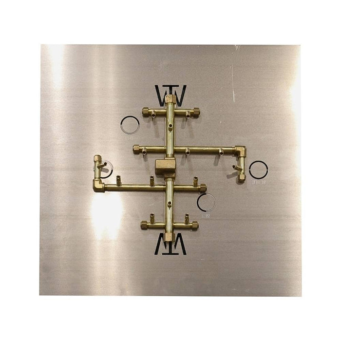 Warming Trends U140 140K BTU Square CROSSFIRE Brass Burner Kit with Plated Fitted