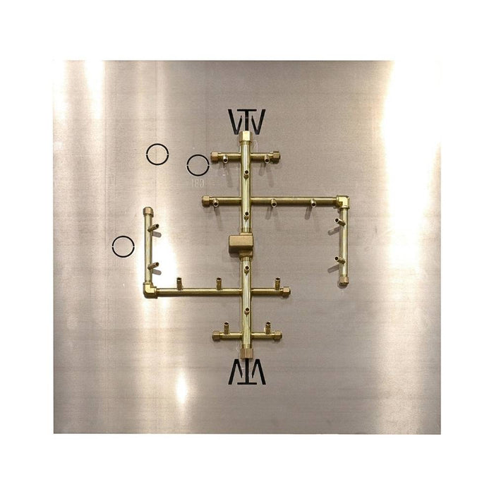 Warming Trends U180 180K BTU Square CROSSFIRE Brass Burner Kit with Plate Fitted