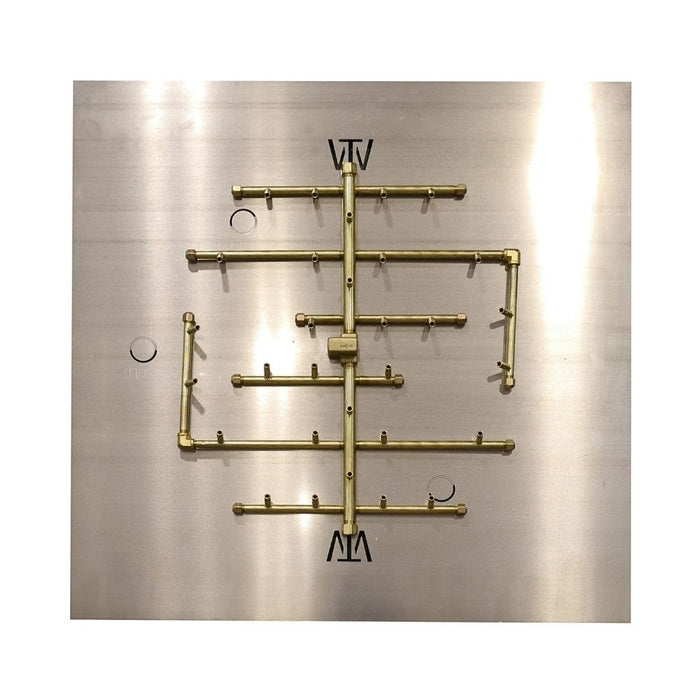 Warming Trends U300 300K BTU Square CROSSFIRE Brass Burner Kit with Plate Fitted